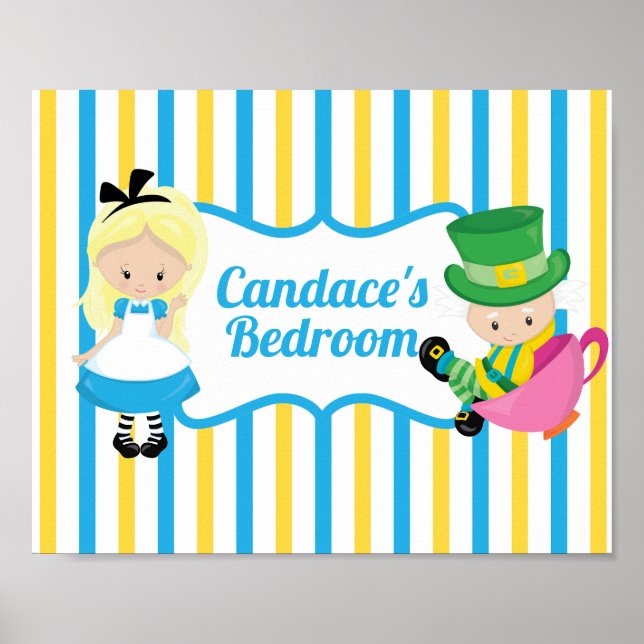Alice i Wonderland Cute Personlig Kids Bedroom Poster (Framsidan)