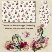 Alice i Wonderland Decoupage Vintage Mönster