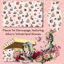 Alice i Wonderland Decoupage Vintage Rosa
