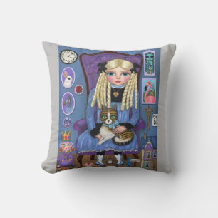 Alice i Wonderland & Dinah Cat Cute Fairy Tale Kudde