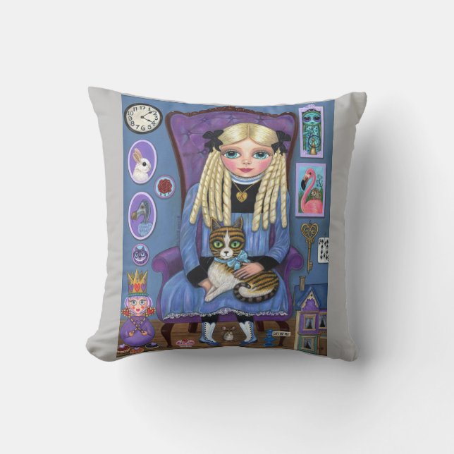 Alice i Wonderland & Dinah Cat Cute Fairy Tale Kudde (Framsida)