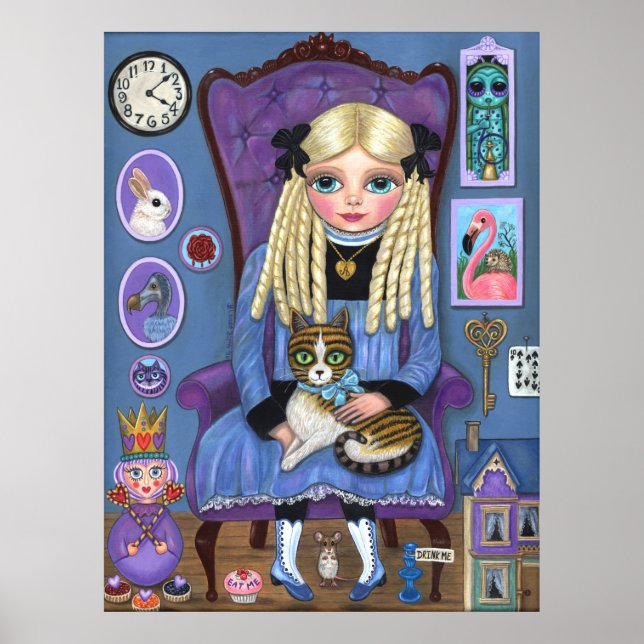 Alice i Wonderland & Dinah Cat Cute Fairy Tale Poster (Framsidan)
