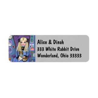 Alice i Wonderland & Dinah Cat Cute Fairy Tale Returadress Etikett