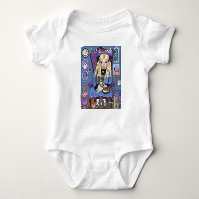 Alice i Wonderland & Dinah Cat Cute Fairy Tale T Shirt (Framsida)