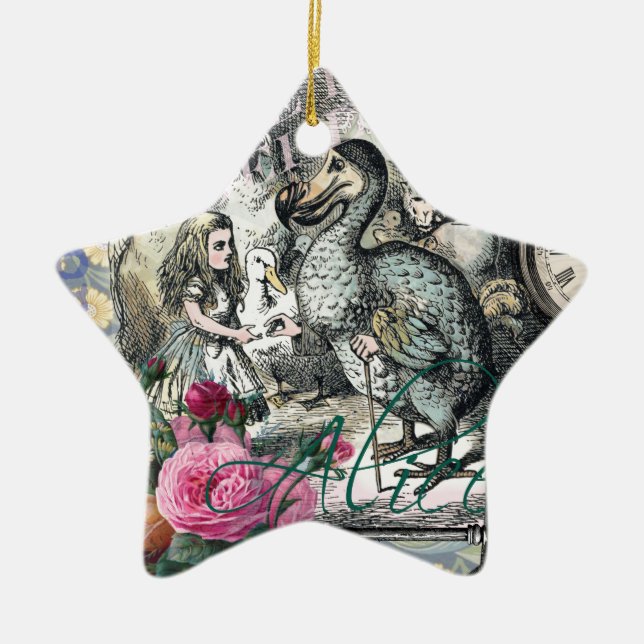 Alice i Wonderland Dodo Classic Artwork Julgransprydnad Keramik (Framsidan)