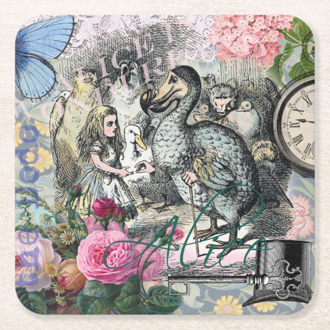 Alice i Wonderland Dodo Classic Artwork Underlägg Papper Kvadrat (Framsidan)