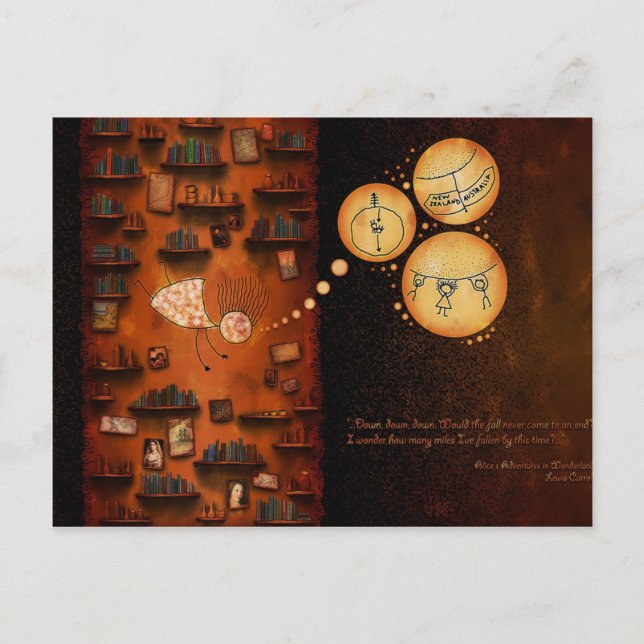 Alice i Wonderland-Down kaniten-Hål Vykort (Framsida)