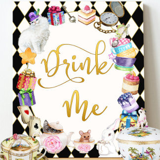 Alice i Wonderland Drink Me Bord Sign Poster