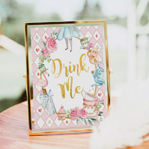 Alice i Wonderland DRINK ME Party Sign Poster