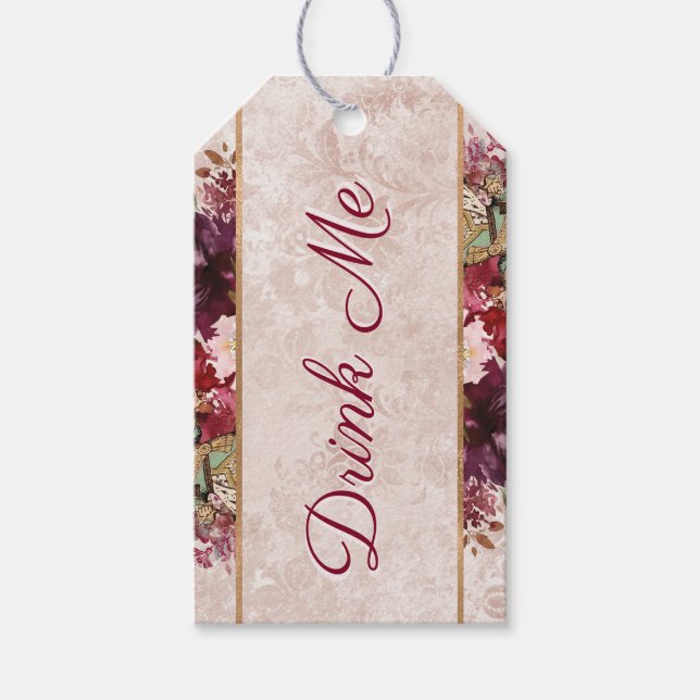 Alice i Wonderland Drink Me Tea Party Favor Presentetikett (Framsidan)