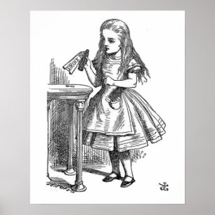 Alice i Wonderland Drink Me vintage goth print Poster