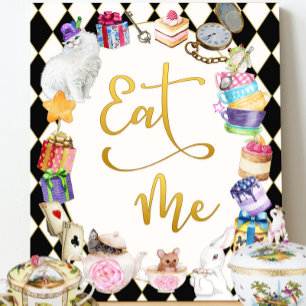 Alice i Wonderland Eat Me Bord Sign Poster