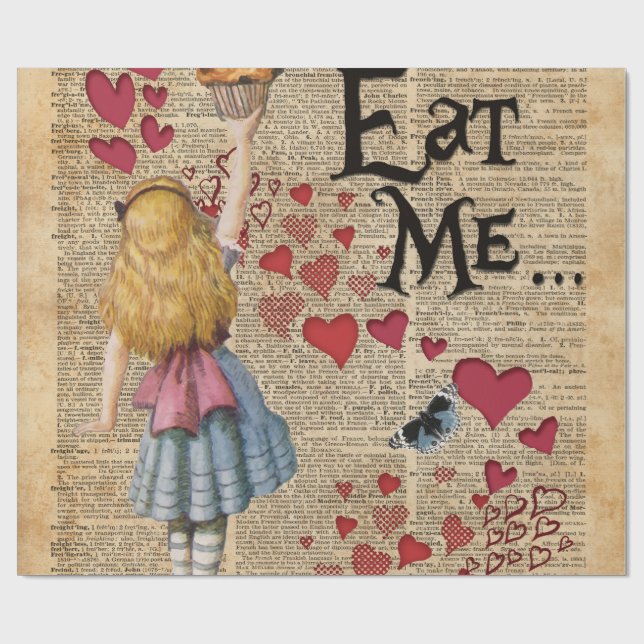 Alice i Wonderland Eat Me Muffin Presentpapper (Platt)