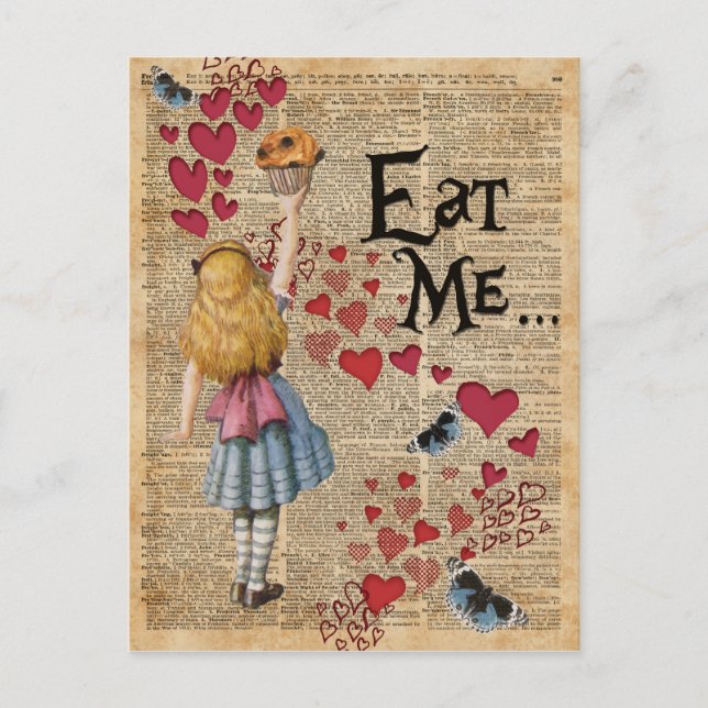 Alice i Wonderland Eat Me Muffin Vykort (Framsida)