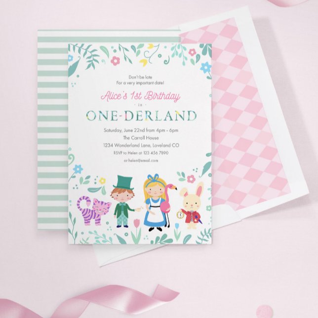 Alice i Wonderland | Enderland 1:a födelsedagen Inbjudningar (Skapare uppladdad)
