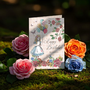 Alice i Wonderland Fairytale Grattis på födelsedag Kort