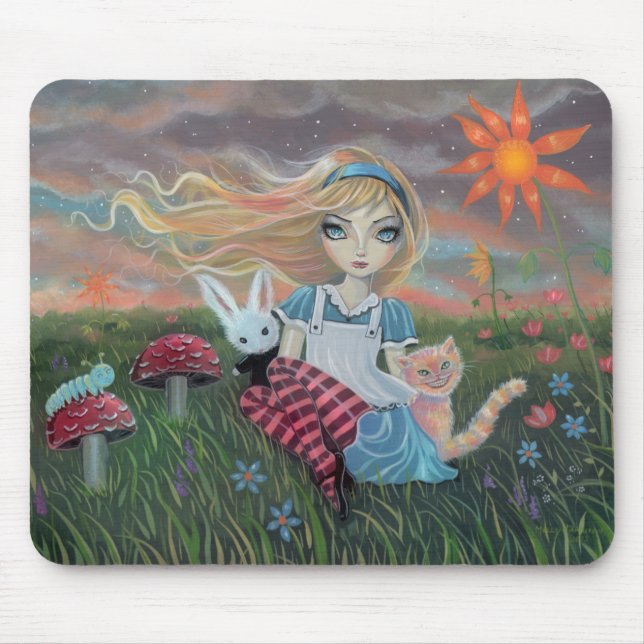 Alice i Wonderland Fantasy Art Mousepad Musmatta (Framsidan)