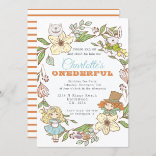 Alice i Wonderland First Birthday Inbjudningar