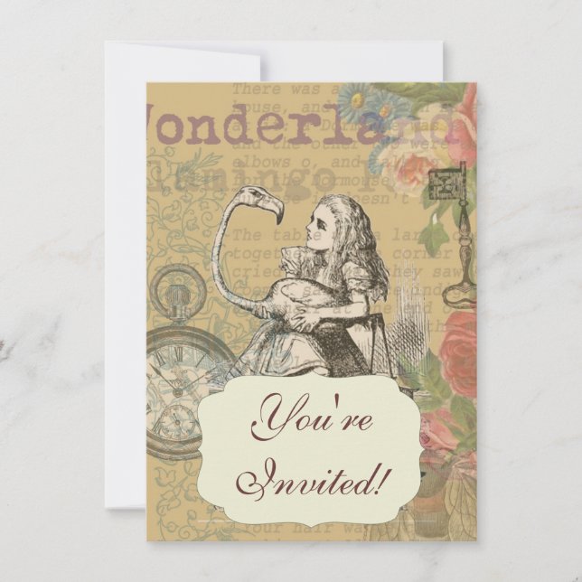 Alice i Wonderland Flamingo Classic Inbjudningar (Framsida)