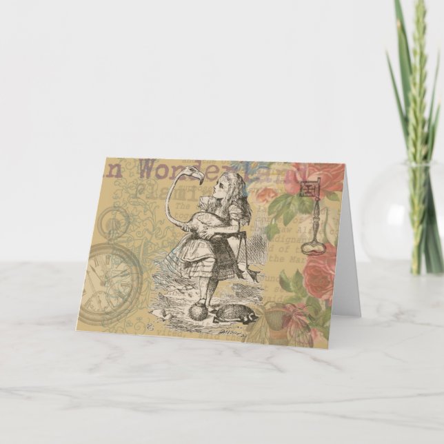 Alice i Wonderland Flamingo Classic Kort (Framsida)