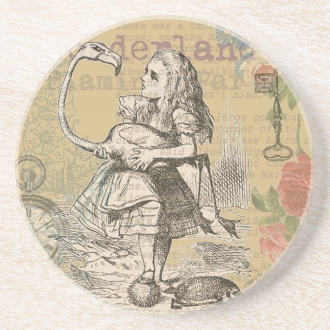 Alice i Wonderland Flamingo Classic Underlägg Sandsten (Framsidan)