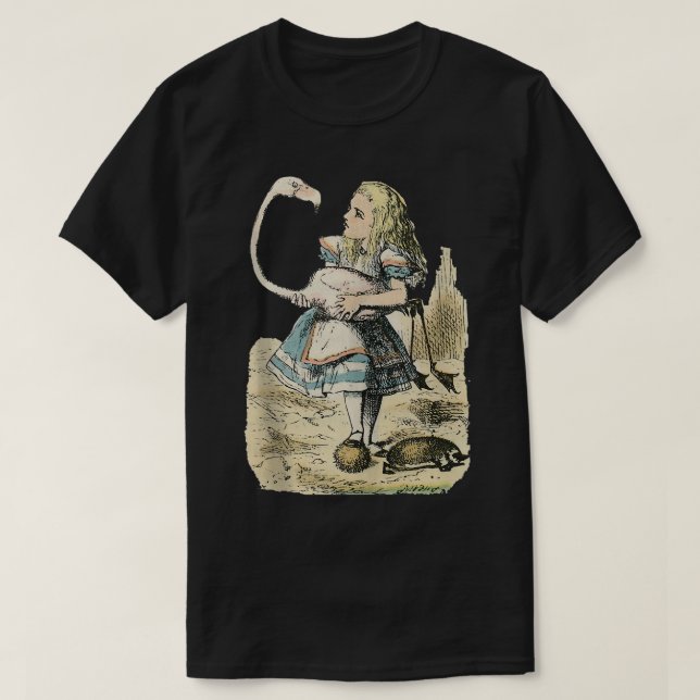 Alice i Wonderland Flamingo & Hedgehog Croquet Ta T Shirt (Design framsida)