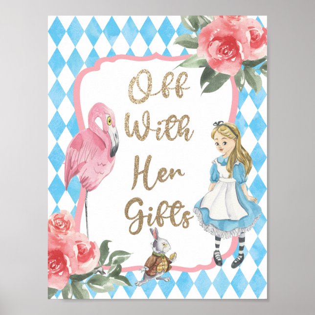 Alice i Wonderland Födelsedagsfest Gift Sign Decor Poster (Framsidan)