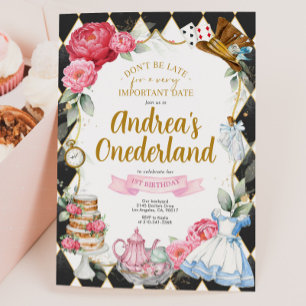Alice i Wonderland Födelsedagsfest inbjudan