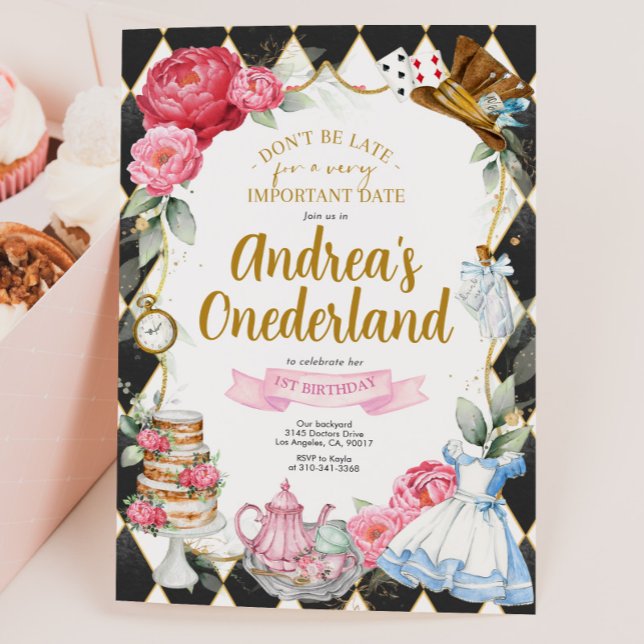 Alice i Wonderland Födelsedagsfest inbjudan (Skapare uppladdad)