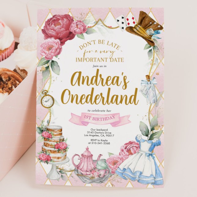 Alice i Wonderland Födelsedagsfest inbjudan (Skapare uppladdad)