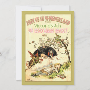 Alice i wonderland födelsedagsfest inbjudan