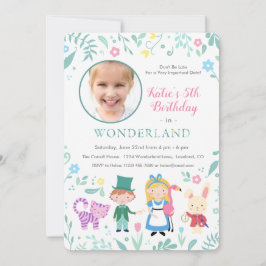 Alice i Wonderland Födelsedagsfest Inbjudningar