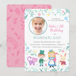 Alice i Wonderland Födelsedagsfest Inbjudningar