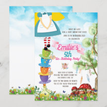 Alice i Wonderland Födelsedagsfest Watercolor