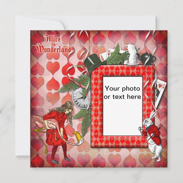 Alice i Wonderland Foto Inbjudningskort (Framsida)
