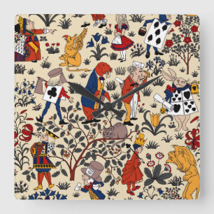 Alice i Wonderland Fyrkantig Klocka