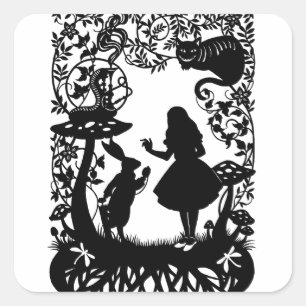 Alice i Wonderland Fyrkantigt Klistermärke