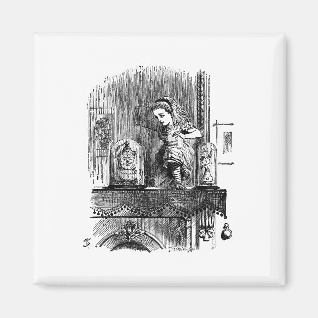 Alice i Wonderland genom det Tittar glaset Magnet (Framsidan)
