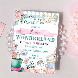 Alice i Wonderland Girl Birthday-inbjudan Inbjudningar