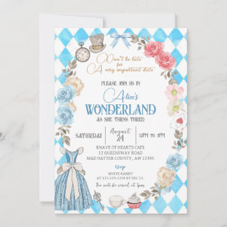 Alice i Wonderland, Girls Birthday Tea för 2 Inbjudningar