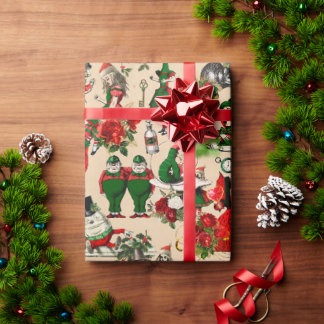 Alice i Wonderland God Jul Wrapping Papper Presentpapper