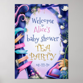 Alice i Wonderland, guld glitter, babydusch Poster