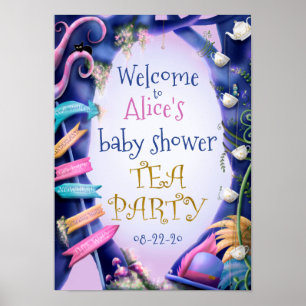Alice i Wonderland, guld glitter, babydusch Poster