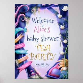 Alice i Wonderland, guld glitter, babydusch Poster