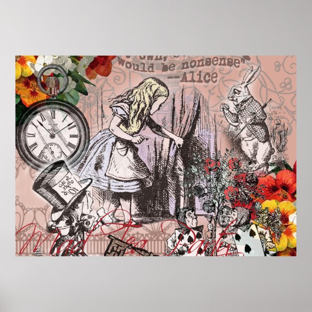 Alice i Wonderland Hatter och kanin Poster (Framsidan)