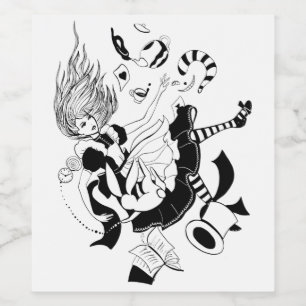 Alice i Wonderland, illustration av coola Vinflaska Etikett