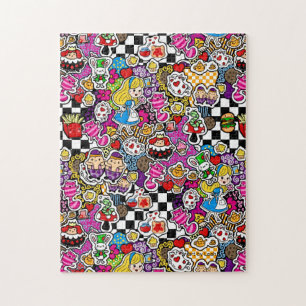 Alice i Wonderland Kawaii Doodle Art Kids Girls Pussel