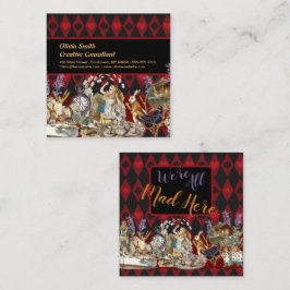 Alice i Wonderland Mad Cheshire Cat Fyrkantigt Visitkort