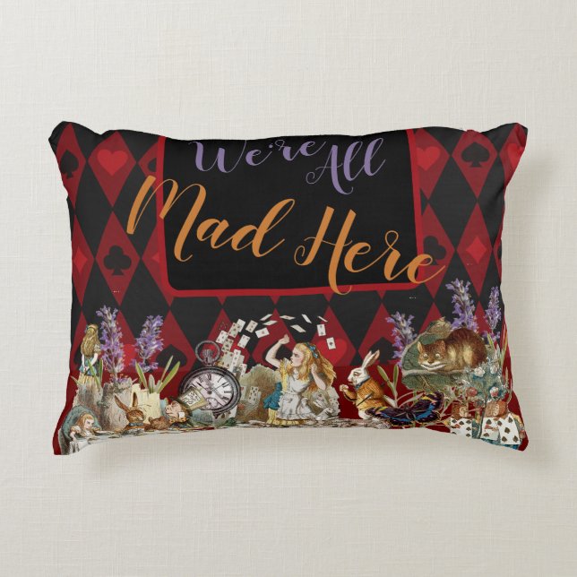 Alice i Wonderland Mad Cheshire Cat Prydnadskudde (Framsidan)