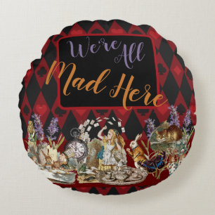 Alice i Wonderland Mad Cheshire Cat Rund Kudde
